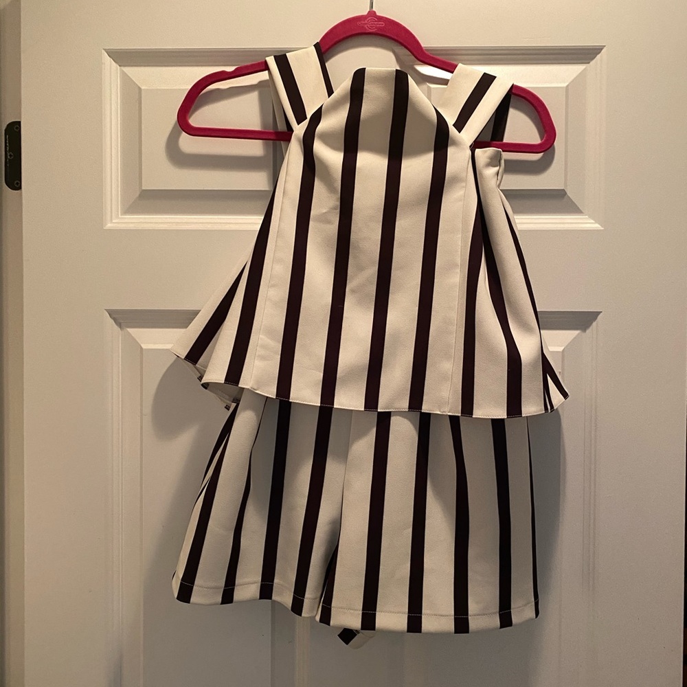 Striped off the shoulder top shop romper